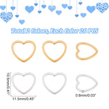 40Pcs 2 Style 304 Stainless Steel Linking Ring, Heart, Golden & Stainless Steel Color, 10.5x11.5x0.8mm, 20pcs/style