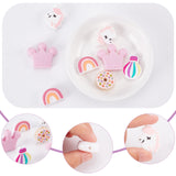 10Pcs 5 Style Food Grade Eco-Friendly Silicone Beads, Chewing Beads For Teethers, DIY Nursing Necklaces Making, Unicorn & Donut & Crown & Rainbow & Hot Air Balloon, Mixed Color, 17~30x22~35x9~10.5mm, Hole: 2~2.5mm, 2pcs/style