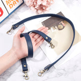Genuine Leather Shoulder Strap, with Iron Findings and Alloy Findings, for Bag Straps Replacement Accessories, Midnight Blue, 60.5x2x0.35cm, Clasp: 32.5x21.5x6.5mm