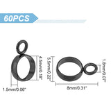 60Pcs 304 Stainless Steel Tube Bails, Loop Bails, Ring Shape with Loop, Electrophoresis Black, 8x5.5x1.5mm, Hole: 1.8mm, Inner Diameter: 4.5mm