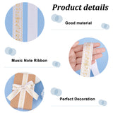 Single Face Hot Stamping Polyester Satin Ribbon, Musical Note Pattern, for Party Decoration, White, 1 inch(25mm)