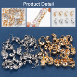 48Pcs 8 Styles Brass Bead Tips, Calotte Ends, Clamshell Knot Cover, Heart & Round & Flower & Star, Mixed Color, 15x5mm, Hole: 1~3mm, Inner Diameter: 3~4x3~4.5mm, 6pcs/style