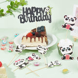 DIY Paper Panda Cake Insert Card Decoration Set, with Cake Decor Birthday Party Decoration, for Birthday Cake Decor, Mixed Color, Insert Card Decoration Set: 59~121x2~52x0.5~2mm; Cake Decor Birthday Party Decoration: 150mm