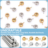 304 Stainless Steel Tube Bails, Loop Bails, Rondelle Bail Beads, Golden & Stainless Steel Color, 9x5x6mm, Hole: 2mm, 2 colors, 30pcs/color, 60pcs/box