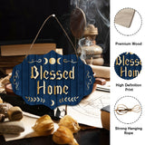 Wood Hanging Wall Decorations, with Jute Twine, Word Blessed Home, 186x269x5mm