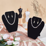 Flocked Cloth with Paperboard Jewelry Display Stands, for Necklace Bust Display Stand, Black, 6x19x21cm