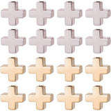 Brass Beads, Cross, Platinum & Golden, 8x8x3mm, Hole: 1.4mm, 20pcs/set