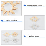 16Pcs 4 Style Ion Plating(IP) 201 Stainless Steel Links/Connectors, Laser Cut, Star & Sun, Golden & Stainless Steel Color, 4pcs/style