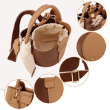 DIY Sew on PU Leather Bucket Bags Kits, with PU Leather Bag Bottom & Cover, Metal Clasps & Buckles, Needles, Thread, Sienna