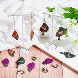 24Pcs 6 Style Spring and summer series Acrylic Pendants, for Earring Making, Butterfly Wing, Mixed Color, 19.5~45.5x13.5~23x2mm, Hole: 1.5mm, 4pcs/style