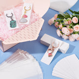 100Pcs Blank Paper Keychain Display Cards, with 100Pcs Rectangle OPP Cellophane Bags, White, Card: 12.5x4.3cm, Bag: 21.5x6x0.02cm, hole: 0.8cm