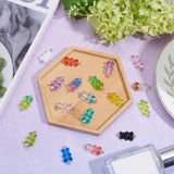 Resin Links Connectors, with Platinum Plated Iron Loops, Bear, Mixed Color, 24~25x10.5~11x7mm, Hole: 1.8mm, 17 colors, 72pcs/bag