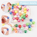 72pcs 12 colors Pearlized Plastic Round Beads, AB Color Plated, Mixed Color, 16mm, Hole: 2mm, 6pcs/color