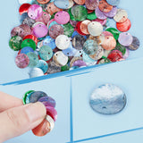 180pcs 9 colors Natural Akoya Shell Pendants, Mother of Pearl Shell Flat Round Charms, Dyed, Mixed Color, 10~15.5mm in diameter, 0.5~2mm thick, hole: 1.4~1.5mm, 20pcs/color