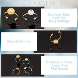 304 Stainless Steel Cuff Pad Ring Settings, Laser Cut, Flat Round, Mixed Color, Tray: 8mm and 10mm, 16pcs/box