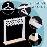 1 Set Opaque Acrylic with Wood Earring Display Stands, Clothes Hanger Shaped Earring Organizer Holder with 8Pcs White Hangers, White, Finish Product: 16.5x4.5x16cm