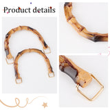 4Pcs 2 Style Plastic Imitation Bamboo Bag Handles, with Alloy Clasp, Purse Bag Making, Dark Goldenrod, 11.5~12.5x13.4~15.6x1.4~1.65cm, 2pcs/style