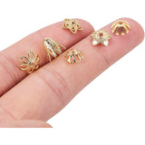 Brass Bead Caps, Long-Lasting Plated, 8-Petal, Flower, Real 18K Gold Plated, 6.8x5.2x1.1cm, 60pcs/set