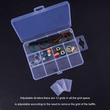 Plastic Bead Storage Containers, Stationary 12 Compartments, Rectangle, Clear, 13x10x2.2cm, Hole: 5mm, Compartment: 3x3cm, 6pcs/set