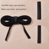 Satin Wedding Dress Back Tie Rope, Black, 15~16mm, about 3.83 Yards(3.5m)/Strand