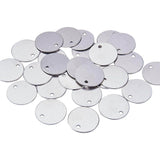 Aluminum Blank Pendants, Flat Round, Platinum, 25.5x1.3mm, Hole: 3mm, 30pcs/box