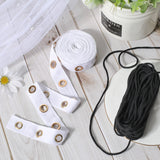 4 Yards Cotton Ribbons with Golden Tone Eyelet Rings, for Garment Accessories, with 10M Black Cotton String Threads, White, Ribbon: 1 inch(25mm), Cotton String Threads: 3mm