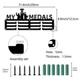 Sports Theme Iron Medal Hanger Holder Display Wall Rack, 3-Line, with Screws, Trophy, 125x290mm, Hole: 5mm