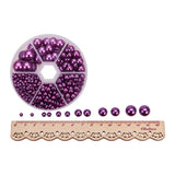 Medium Orchid Imitation Pearl Beads Assorted Mixed Sizes 4-12mm Flat Back Pearl Cabochons, about 666pcs/box, Medium Orchid, 4~12x2~6mm, about 660pcs/box