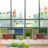 PVC Wall Stickers, for School Wall Decoration, Gnome/Dwarf Pattern & Word WELCOME BACK TO SCHOOL, Colorful, 860x390mm