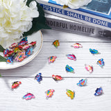 Printed Alloy Enamel Pendants, Butterfly, Platinum, Mixed Color, 24.5x16x2mm, Hole: 2mm, 8color, 5pcs/color, 40pcs