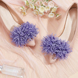 Cloth Artificial Flower Shoe Decorations, Detachable Shoe Buckle Clips, Chrysanthemum, Slate Blue, 80x110mm