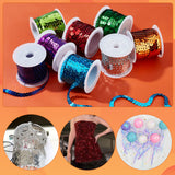 8 rolls 8 colors Eco-Friendly Plastic Paillette Beads, Sequins Beads, Ornament Accessories, Flat Round, Mixed Color, 6mm, about 5m/roll, 1 roll/color