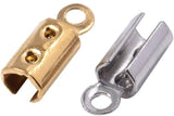 304 Stainless Steel Folding Crimp Ends, with Bead Container, Golden & Stainless Steel Color, 6.8x5.2x1.1cm, 100pcs/box