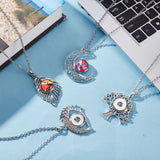 DIY Snap Necklace Making Kit, Including Moon & Eye & Tree Alloy Hang Snap Base Big Pendants, 304 Stainless Steel Cable Chains Necklaces, Platinum & Stainless Steel Color, 8Pcs/box