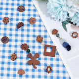 20Pcs 10 Styles Walnut Wood Stud Earring Findings, with 316 Stainless Steel Pin and Hole, Flower & Fan & Donut, Tan, 13.5~20x17~18mm, Hole: 1.6~1.8mm, Pin: 0.7mm, 2Pcs/style