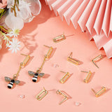 16Pcs Brass Rectangle Stud Earring Findings, with Vertical Loops and 40Pcs Plastic Ear Nuts, Real 18K Gold Plated, 15.5x7mm, Hole: 2.5mm, Pin: 0.8mm