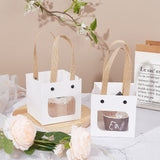 Paper Gift Bags, with Plastic Visible Window and Handles, White, unfold: 20.1x10x10.1cm