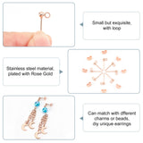 30Pcs 304 Stainless Steel Ball Stud Earring Post, Earring Findings, with Loop and Ear Nuts, Round, Rose Gold, 14x3mm, Hole: 2mm, Pin: 0.8mm