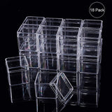 Plastic Bead Containers, Cube, Clear, 4x4x4cm, 18pcs