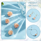 4Pcs Round Handmad Natural Pearl Woven Beads, Seashell Color, 12mm, Hole: 1.5mm