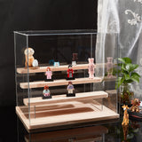 Assemble Acrylic Display Boxed, with and Wood, for Model Toy Display, Clear, 31.6x23.9x1.15cm, 11pcs/set