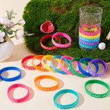 20Pcs 20 Style Motivational Quotes Silicone Cord Bracelets Wristbands, Mixed Color, Inner Diameter: 2-3/8 inch(6cm), 1Pc/style