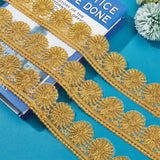 5 Yards Polyester Lace Trim, Embroidery Ancient Hanfu Lace Ribbon, Flower, Yellow, 1-1/8~2 inch(28~50mm)