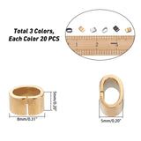 60Pcs 3 Colors 304 Stainless Steel Slide Charm, Rectangle, Mixed Color, 5x8x5mm, Hole: 3mm, 20pcs/color