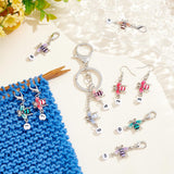 Alloy Enamel & Acrylic Pendant Locking Stitch Markers, Zinc Alloy Lobster Claw Clasp Stitch Marker, Bee with Number, Mixed Color, 5.1cm, 10pcs/set