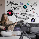 PVC Wall Stickers, Wall Decoration, Musical Note Pattern, 390x900mm