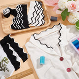 4Pcs 90% Ice Silk & 10% Elastic Fiber Ribbing Fabric for Cuffs, Waistbands Neckline Collar Trim, Scalloped Edge Jacquard Knitted Hem, Quilting Cloth, White, 600~800x37~40x1~1.5mm