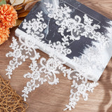 Flower Polyester Embroidery Appliques, Costume Cheongsam Ornament Accessories, Blanched Almond, 220x110x1.5mm