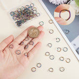 80Pcs 304 Stainless Steel Open Jump Rings, Round Ring, Rainbow Color, 18 Gauge, 10x1mm, Inner Diameter: 7mm