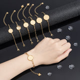 DIY Blank Dome Flat Round Link Bracelet Making Kit, Including 304 Stainless Steel Bracelet Making with Cabochon Settings, Glass Cabochons, Golden, 27Pcs/box